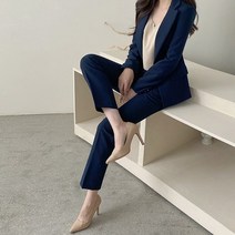베이직 원버튼 싱글 자켓 슬림 슬랙스 바지정장세트 (55-77size 3color)