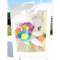 리코 당근 인형 꽃다발(스마일인형꽃3송이)+투명창쇼핑백