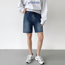 베이직 데님 커팅 4부 팬츠