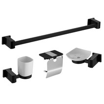 모던 심플 욕실 실속형 악세사리 4종 세트, 블랙