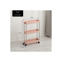 철제서랍장 모튤수납장 미니캐비넷 슬림장 틈새수납장200 4 층 작은 틈새 수납 선반 좁은 주방 캐비닛 거실 바닥 파티션 프레임 가정 욕실 캐비닛, 3 layers pink