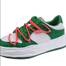 따봉오빠 4cm 여성 믹스 컬러 크로스 스트랩 통굽 스니커즈 그린(DB091)