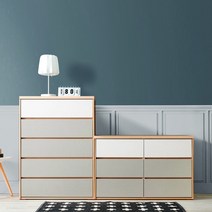 헤이모노 베니 서랍장세트 빅와이드 980 5단+1200 3단, 화이트+그레이