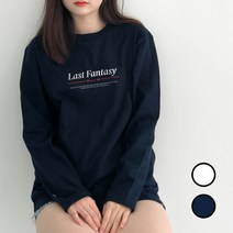 험블스튜디오 감성 레터링 심플 라운드 여성 면 긴팔티 2color