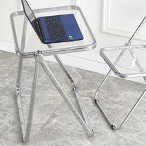 접이식 사이드테이블 보조책상 미드센추리 모던 철제 1인용, 투명