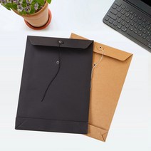 크래프트지 종이 단추 서류봉투 A4 노끈 봉인 포장 파일 심플 무지 간편 회사, 세로 검