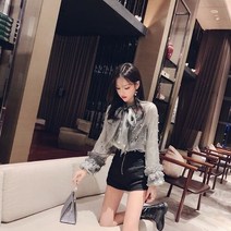 코디하기 좋은 데일리 코디룩 단정하고 세련된 블라우스 셔츠 거즈 스플라이스 비즈 프릴 쉬폰 블라우스