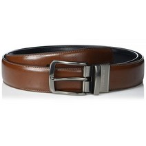 Perry Ellis 남성용 포트폴리오 스티치 및 열 주름 양면 가죽 벨트
