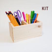 우드라이크 목공키트 원목 2칸 연필꽂이 만들기 diy 체험 재료