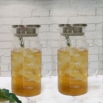 BESTAR 베스타 내열유리 물병 스텐뚜껑 냉장고물병, 1200ml×2개