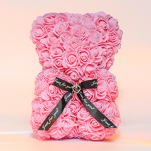 장미 곰 Rose Bear 로즈 베어 Pink + 100가지언어로사랑해목걸이 커플 프로포즈 고백선물