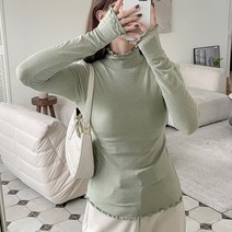 앙고라 반폴라티셔츠)목셔링티셔츠 폴라티셔츠 터틀넥 목프릴 셔링소매 밑단프릴 겨울신상 앙고라면원단 앙고라티셔츠 목티셔츠