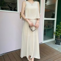 메이니 여자 여성 여름 민소매 나시 여신 여리여리 맥시 기장 롱 원피스 2color