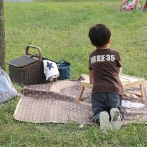 레써니 도트패턴 피크닉매트 방수 돗자리 소풍 캠핑 여행, 대-브라운