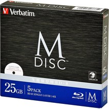 버바팀 M-DISC 녹화용 공 블루레이 100GB 5장 BD-R DBR100YMDP5V2