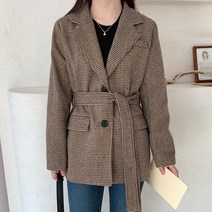 타니즈 누피 하운드 체크 울 블렌딩 싱글 자켓+벨트 set