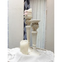 까사밍글 쉐비 장미 촛대 2size 로즈 엔틱 캔들홀더, 대