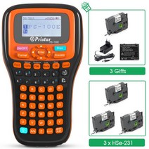 라벨기 라벨프린터 네임스티커 산업용 라벨 프린터가 3PK 117mm HSe631 테이프 PS100E PT 메이커 용 휴대용 무선 타자기 호환, Printer-3 HSe-231, EU 플러그