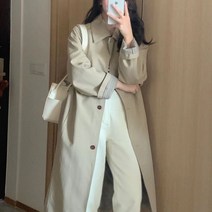 위위브렌 여성 심플 중 롱 캐주얼 버튼 트렌치코트