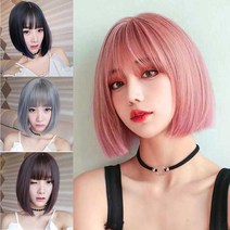 톡톡창고 똑단발 단발머리 가발 앞머리 풀뱅 커트 통가발 언발 백금발, 그레이
