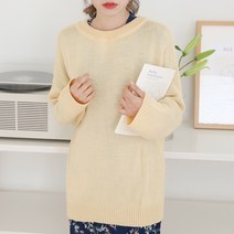 아모르데이 여성용 디디안라운드 리본 네크라인 투웨이 데일리 라운드 사계절 루즈핏 니트