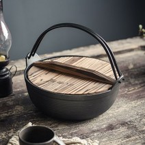 베이비웍 무쇠솥 찌개 튀김 주철 스튜 냄비 가정용 코팅되지 않은 일본 붙지 않는 돼지 철 수프 두꺼운, 05.지름 27cm (전나무덮개+장갑)