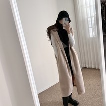 에이치스 국내생산 플리스 후드 롱조끼