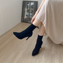 스판 스웨이드 스틸레토 하이힐 앵클부츠 숏 부츠-72394EA