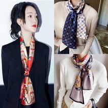 (당일배송) 요즘 멋내기 실크 롱 슬림 트윌리 방도 여성 남성 스카프 머플러