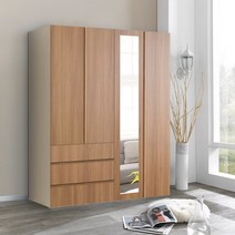 솜씨방가구 로즈모던 1600옷장세트 서랍옷장1+긴문장1, 내추럴, 02_4 로즈모던 서랍옷장+거울 정리장