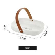 샐러드볼추천 이케아법랑 이케아파스타접시 법랑그릇 이케아접시 1 pcs 세라믹 식기 보관 배럴 과일 접시디스크 샐러드 그릇 가죽 손잡이 주방 장식 트레이 보관 용기, E