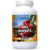 LifeSource 비타민 - 울트라 아세로라-C 아세로라 베리 파우더 1500 mg 90 캡슐 1회 제공량당 C 500