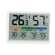 디지털 온도 습도 측정기 습도계 실내 온도계 액세서리 사무실 용 88x65x13mm 가정용 온도계, 하얀색, ABS