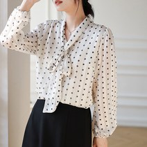 포플러앤씨 미뉴 도트 리본 블라우스