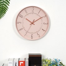 인테리어 30cm 아날로그 벽걸이 무소음 스타 벽시계 22, 핑크