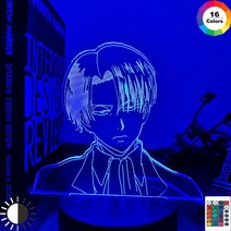 라이트테라피 취침등애니메이션 3d 램프 레비 애커만 타이탄 공격 크리에이티브 다채로운 팬텀 침대 옆 수, 01 7 colors no remote