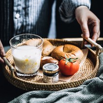 등나무 라탄 트레이 디저트 쟁반 손잡이 소품 바구니마리앤래빗, 스몰
