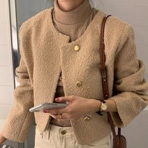 올 매치 긴 소매 트위드 겉옷 가을여성자켓