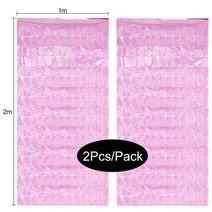 품 생일 2 팩 배경 금속 호일 프린지 반짝이 커튼 성인 웨딩 장식 베이비 샤워 호의, pink 2