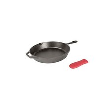 롯지 Cast Iron 프라이팬 레드 실리콘 핸들 홀더 12인치, 12-Inch, Skillet with Handle Holder