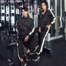 JUST FEEL!NG 빅사이즈 커플 긴팔자켓 바지 땀복 세트 상하의 투피스 스포츠 헬스복