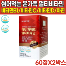 씹어먹는 츄어블 온가족 멀티 비타민 B1 C D D3 판토텐산 아연 삐원 비원 시 씨 디 디3 어린이 청소년 부모님 10대 20대 30대 40대 50대 여자 남자 여성 남성 영양제, 60정X2박스(4개월분)