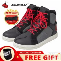 오토바이 부츠 시디부츠 SCOYCO 오토바이 부츠 가죽 모토 크로스 오프로드 레이싱 부츠 오토바이 타기 신발 남자 모토 부츠 블랙과 브라운, MT040WP 그레이 레드