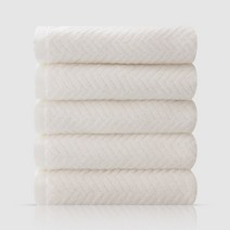 코튼리빙 헤링본 호텔 수건 220g 40수 코마사 타올, 5장, 화이트