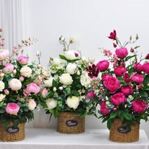 [바보사랑] 작약 조화 꽃바구니 교회 성전 법당 절 꽃꽂이 인테리어 장식, 상세 설명 참조