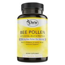 Pure By Nature Bee Pollen Supplement with Propolis & Royal Jelly for Immune Support Antioxidant Prop