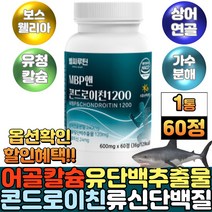 유단백추출물 로이신 mbp 콘드로이친 콘드로이틴 보스웰리아 상어연골 분말 가루 해썹 콘드리친 콘드로이친 단백질 필수아미노산 근육 생성 류신 유청 어골 해조 칼슘 대두레시틴, 1통, 60정