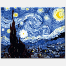 모모픽스페인팅 diy 명화그리기 40X50cm J01 고흐 별이 빛나는 밤에 물감2배 유화 색칠하기 유명 명작 화가 그림