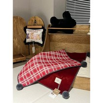 강아지 침대 고양이 애견 반려동물 해먹 쇼파 원목 나무 집, 옵션, 덴마크 침대 레드 체크 양면 담요와 함께 쿠션 2개