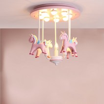 (디자인팜) LED어린이방등 거실등 키즈등 핑크 유니콘 회전목마 까페등 공주조명 PU916, 1. .(LED) 핑크유니콘 방등